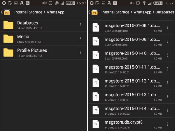 地元のバックアップを介してサムスンからサムスンにwhatsappメッセージを転送する