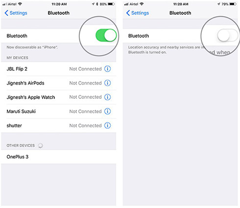 Bluetoothを無効にします