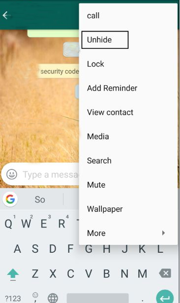GbWhatsAppでチャットを解除します