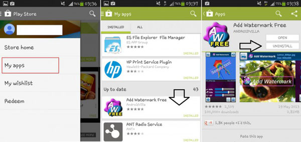 Androidでアプリケーションをアンインストールします