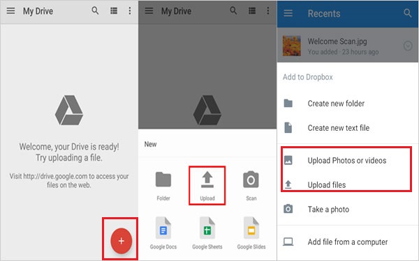 AndroidデータをGoogleドライブにアップロードします