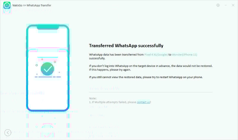 WhatsApp転送に正常に