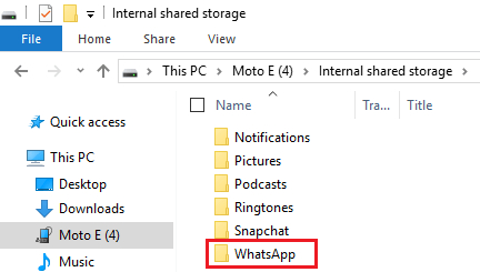 Explorer WindowsのWhatsApp Foldfer