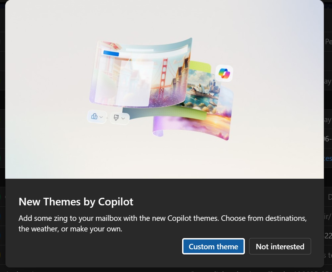 OutlookのCopilotによる新しいテーマ