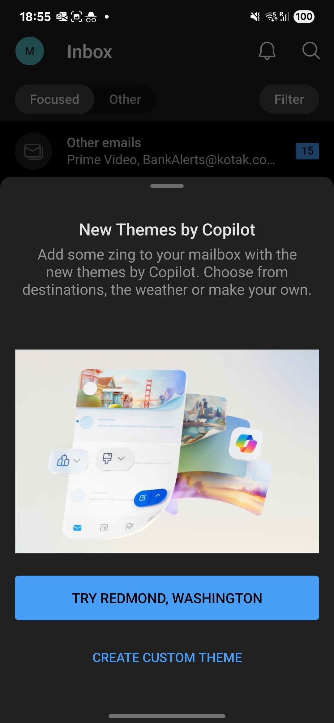 AndroidのOutlook Copilotテーマ
