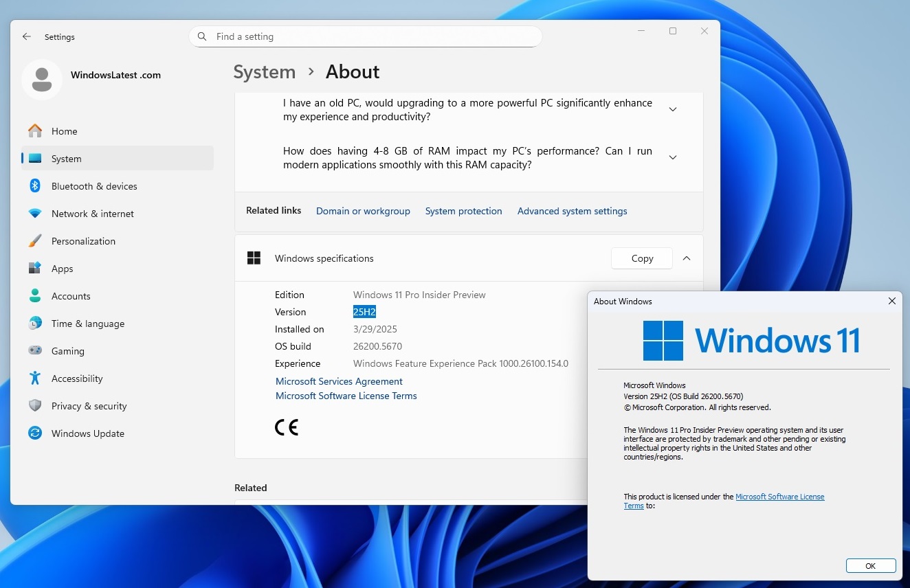 Windows 11 25H2バージョン