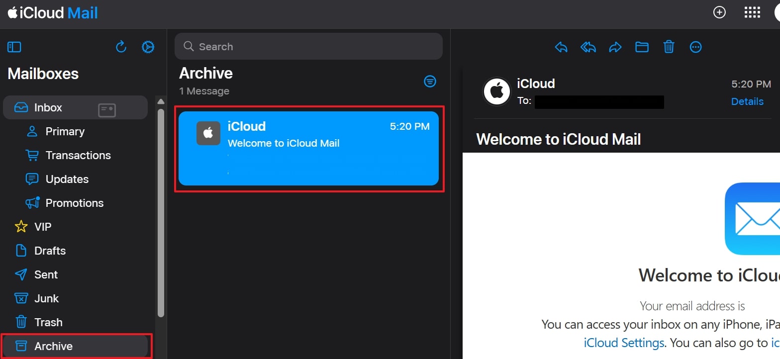 未アーチブiCloudメール
